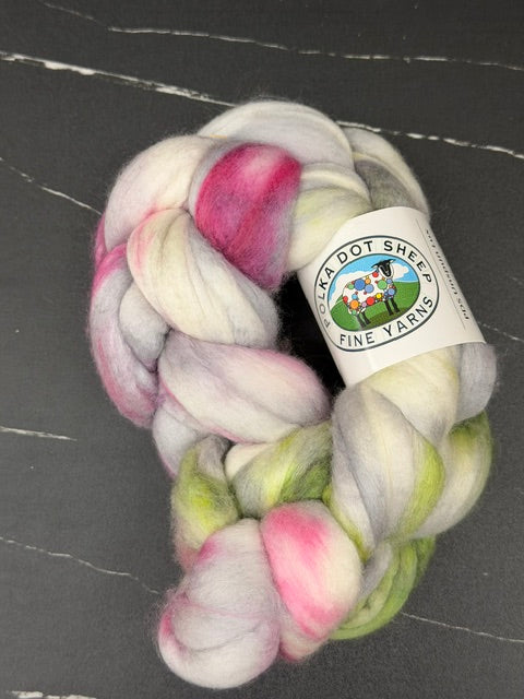Polka Dot Sheep Roving Braids