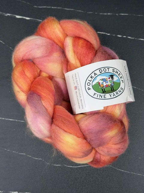 Polka Dot Sheep Roving Braids