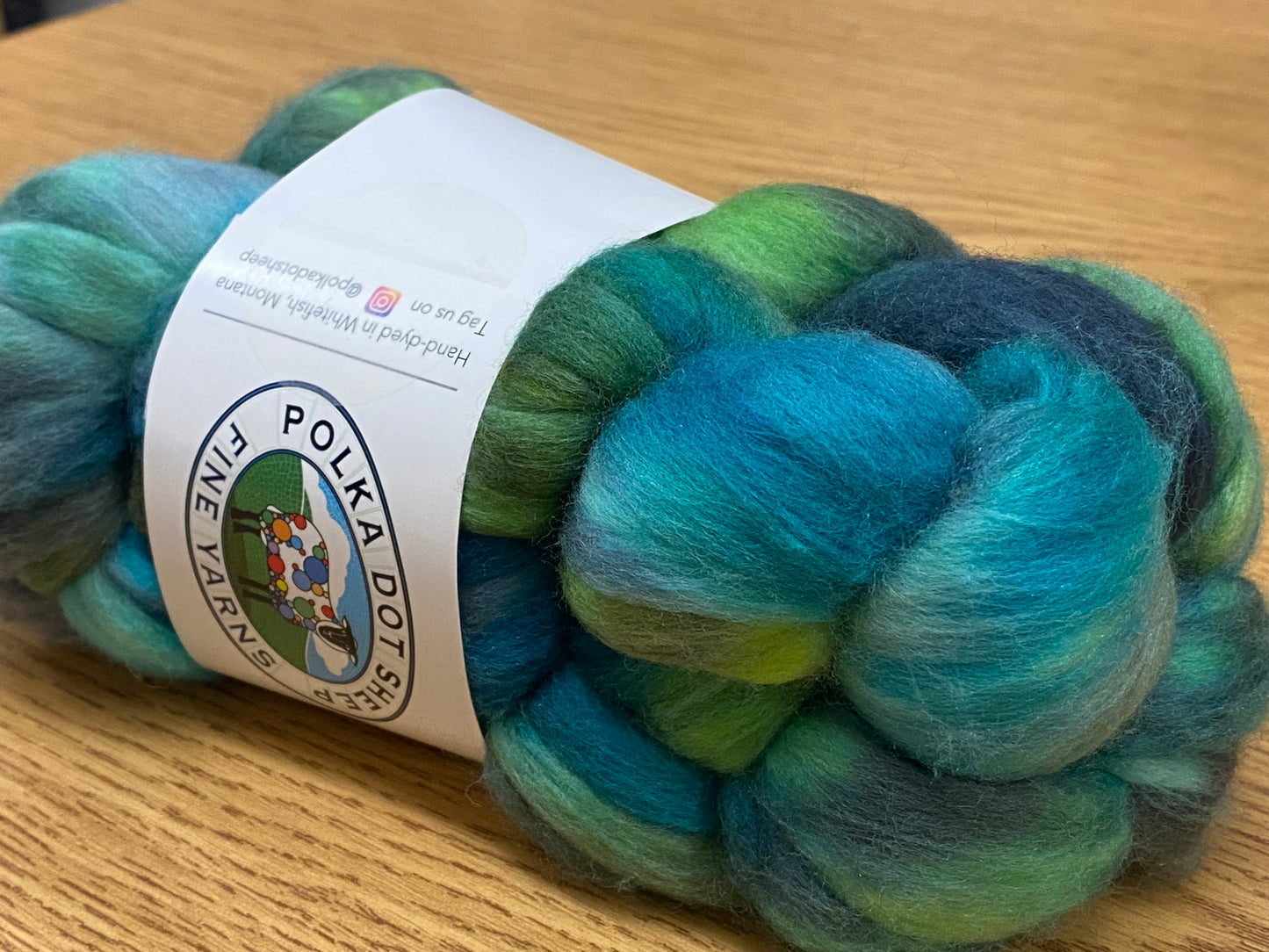 Polka Dot Sheep Roving Braids