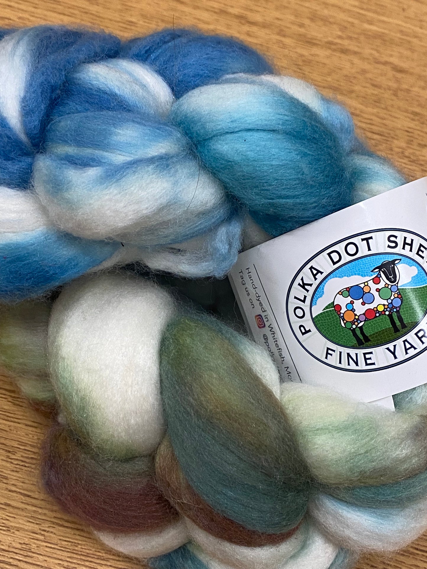 Polka Dot Sheep Roving Braids