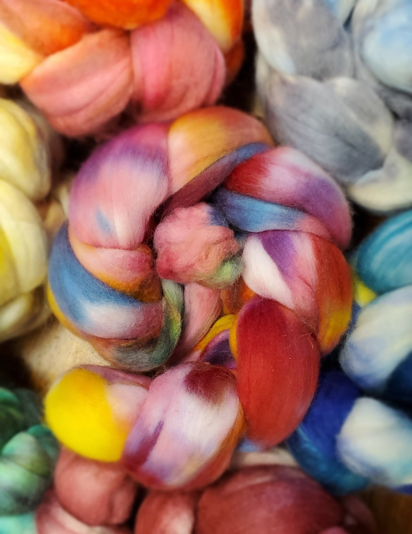 Polka Dot Sheep Roving Braids